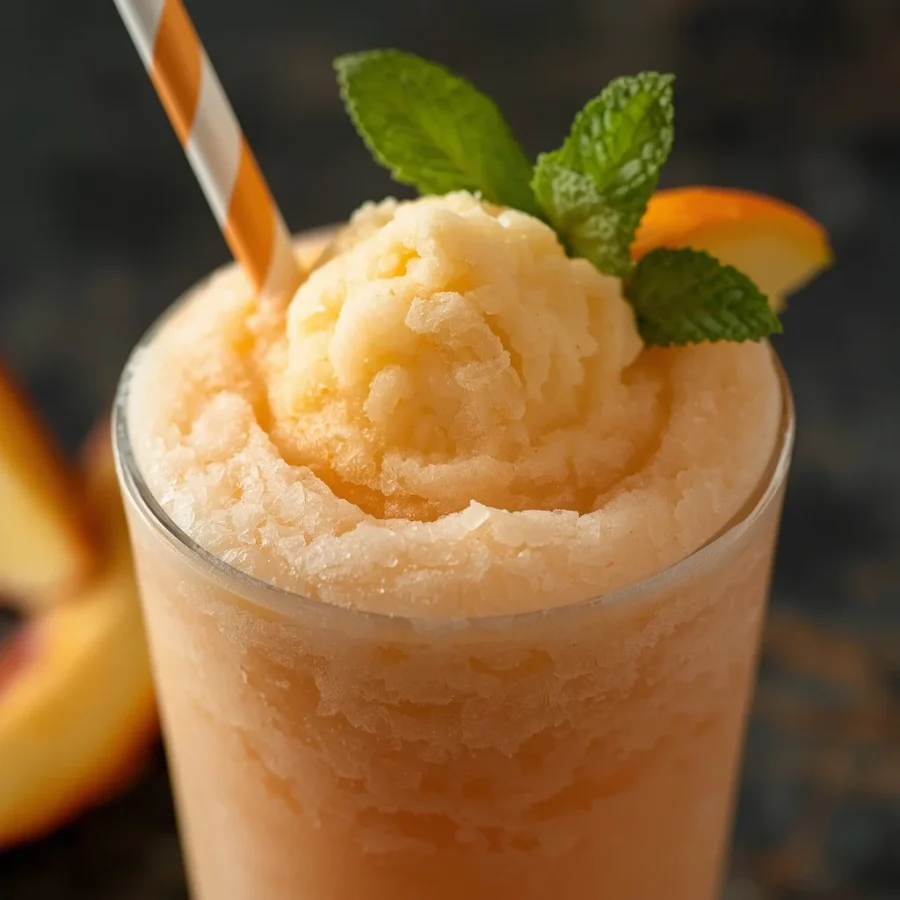 Frozen Peach Mint Lemonade Slushie
