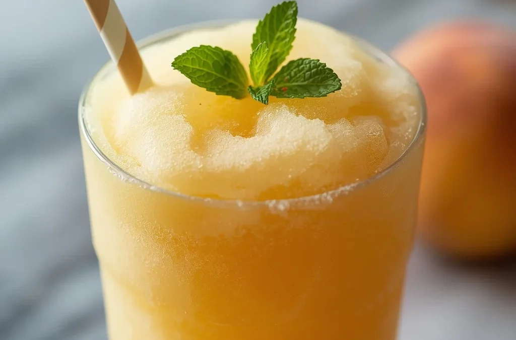 Frozen Peach Mint Lemonade Slushie