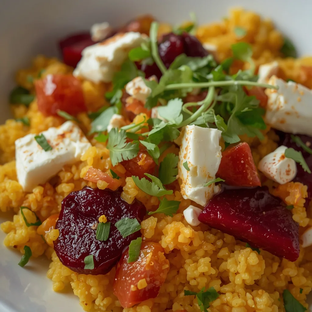 Golden Beet & Goat Cheese Couscous Salad