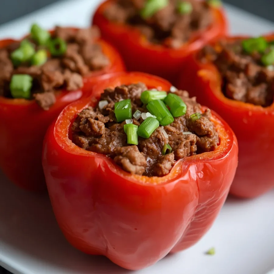 Ground Beef Picadillo Stuffed Peppers