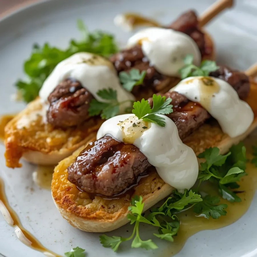 Lamb Arayes with Tahini Yogurt Sauce