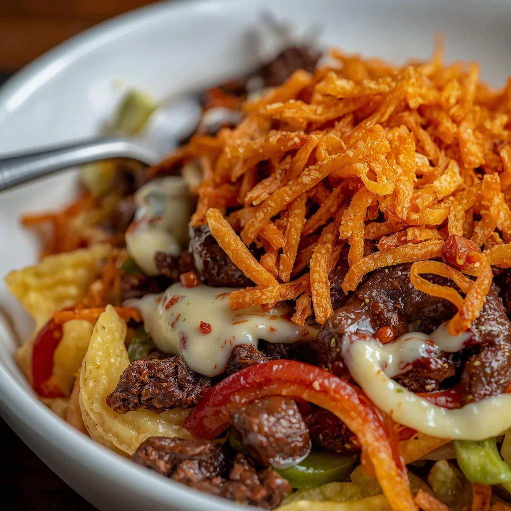 Loaded Taco Salad with Crunchy Doritos Topping