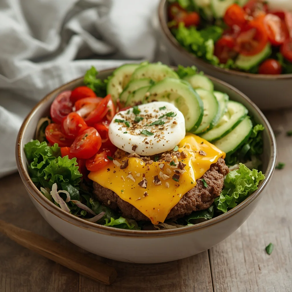 Low-Carb Cheeseburger Salad Bowls