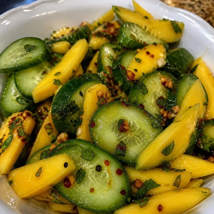 Mango Cucumber Chili Crisp Salad