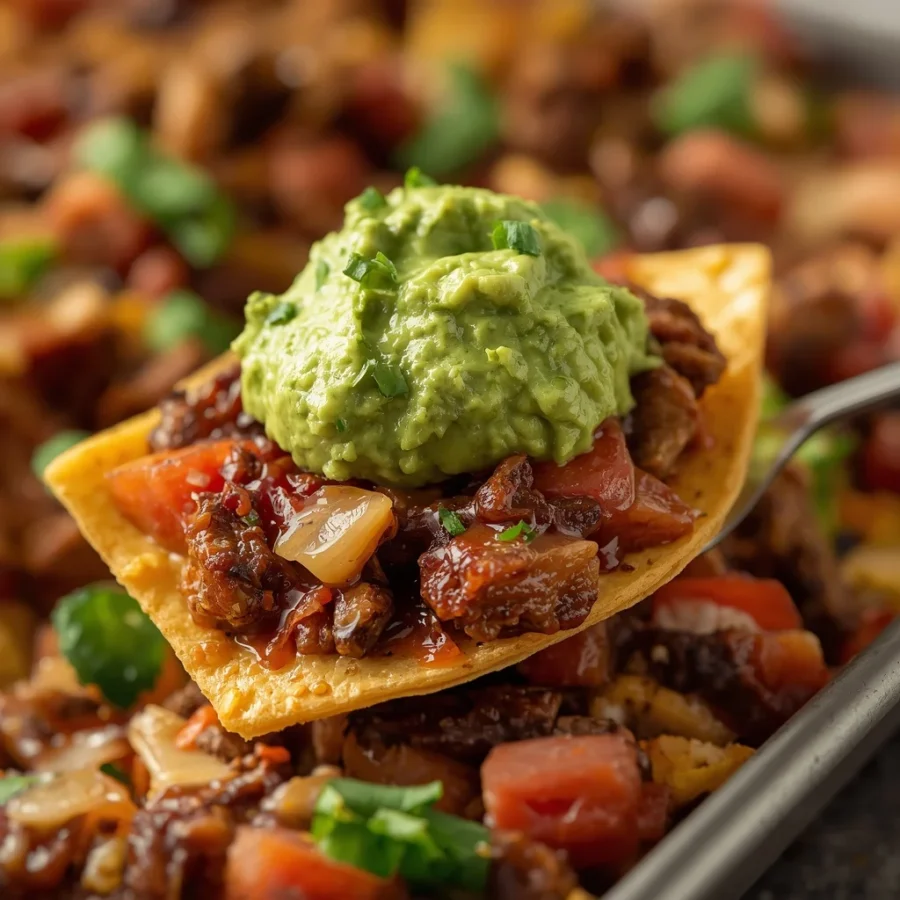 Mini Sheet-Pan Beef Nachos with Guacamole