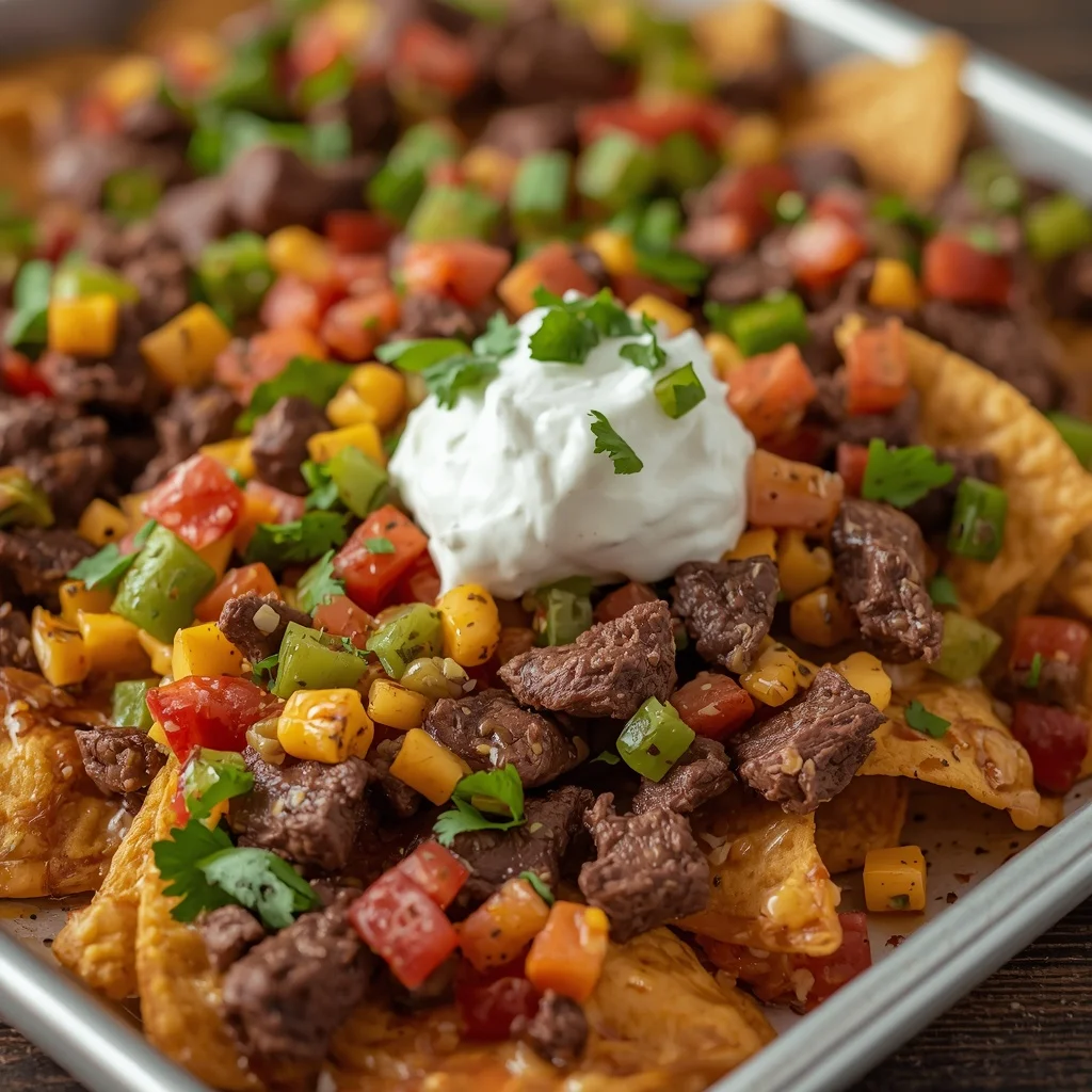 Mini Sheet-Pan Beef Nachos with Guacamole