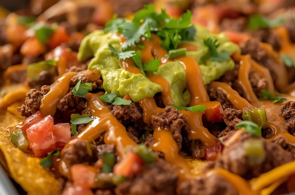 Mini Sheet-Pan Beef Nachos with Guacamole