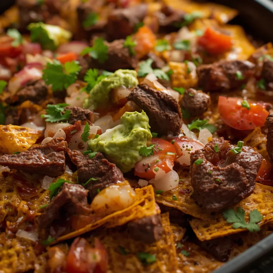 Mini Sheet-Pan Beef Nachos with Guacamole