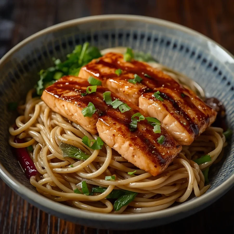 Miso Halal Salmon Soba Noodle Salad