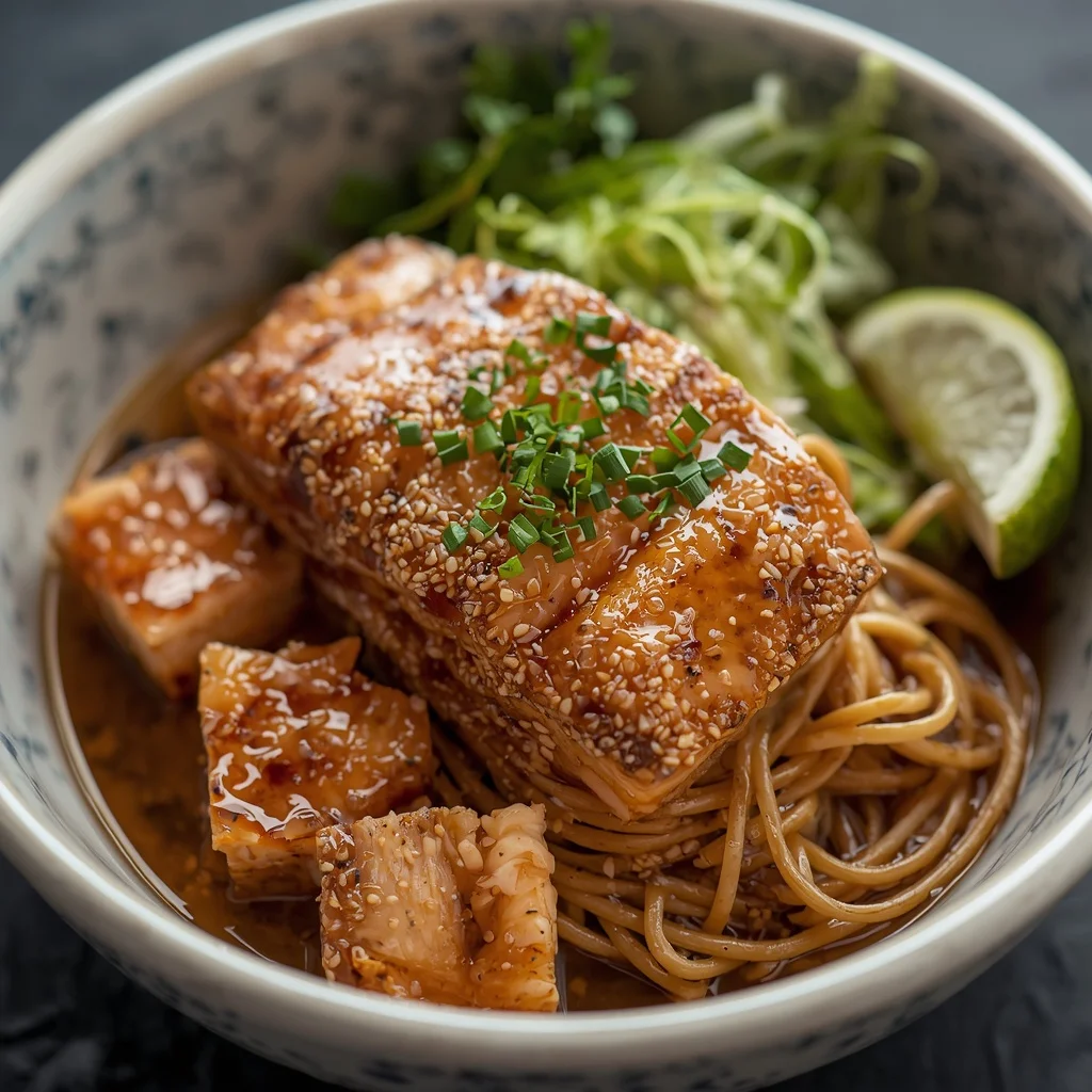 Miso Halal Salmon Soba Noodle Salad