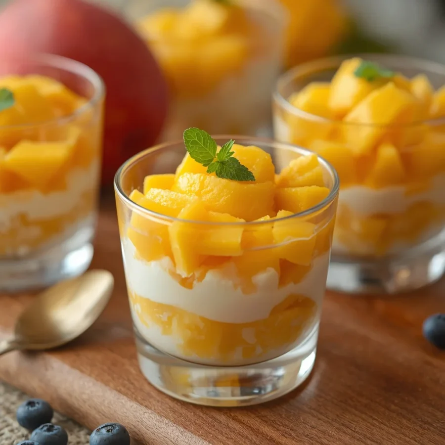 No-Bake Mango Coconut Jelly Layered Cups