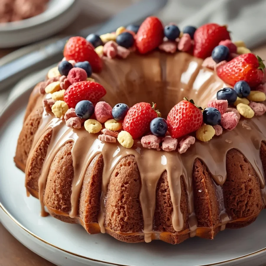 Nostalgic Fruity Cereal Milk Bundt Cake