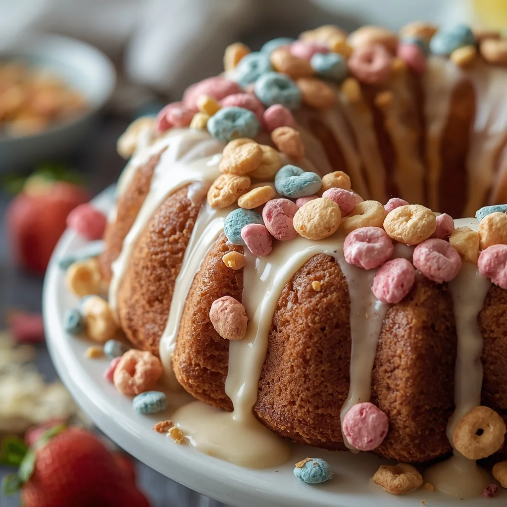 Nostalgic Fruity Cereal Milk Bundt Cake