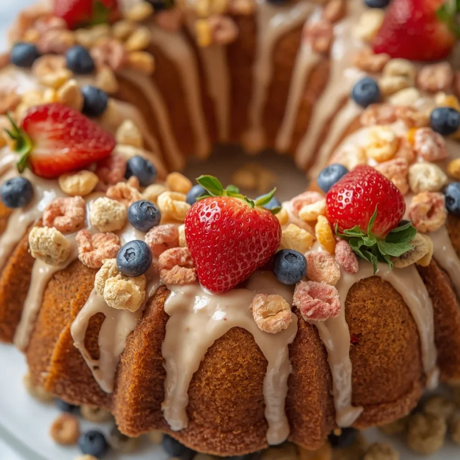 Nostalgic Fruity Cereal Milk Bundt Cake