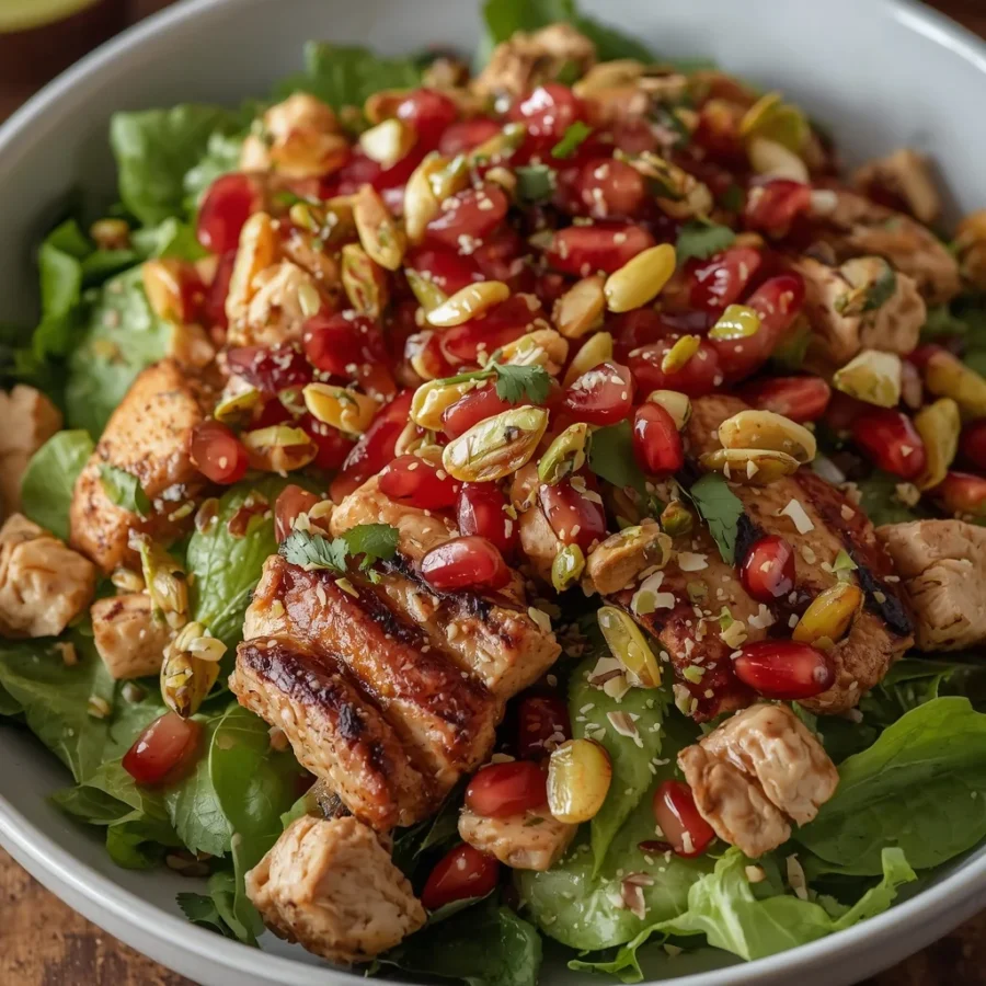 Pomegranate Chicken Pistachio Salad