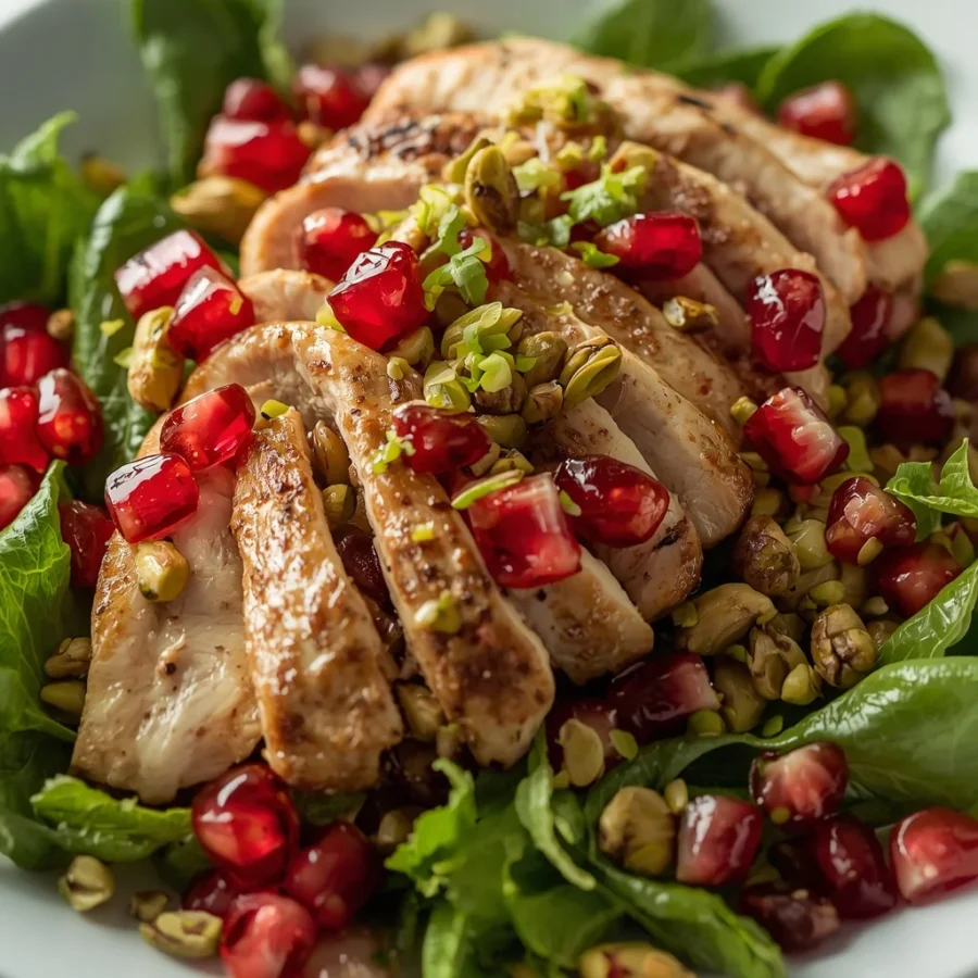 Pomegranate Chicken Pistachio Salad