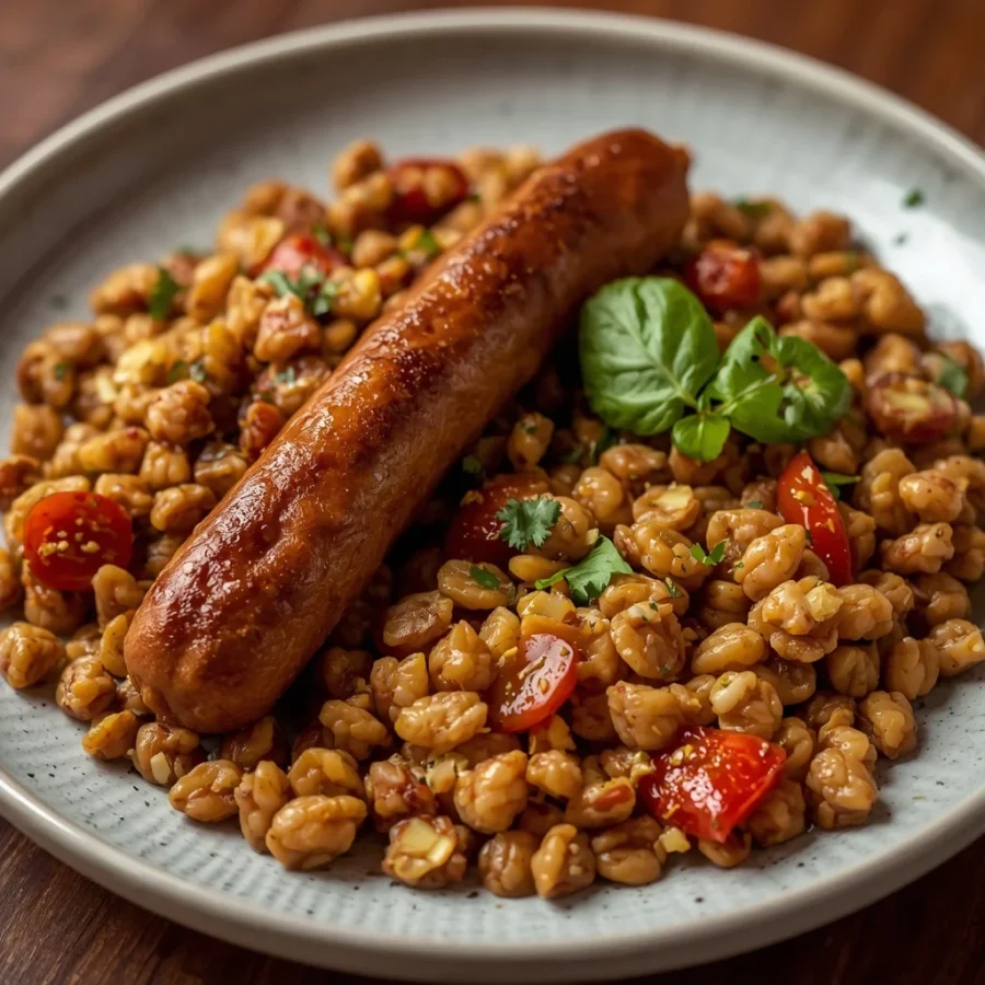Spicy Halal Merguez Sausage and Farro Salad