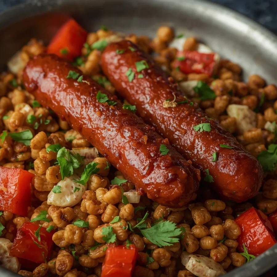 Spicy Halal Merguez Sausage and Farro Salad