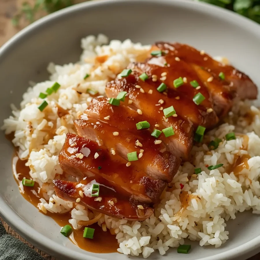 Sticky Sesame Honey Ginger Duck Breast with Jasmine Rice