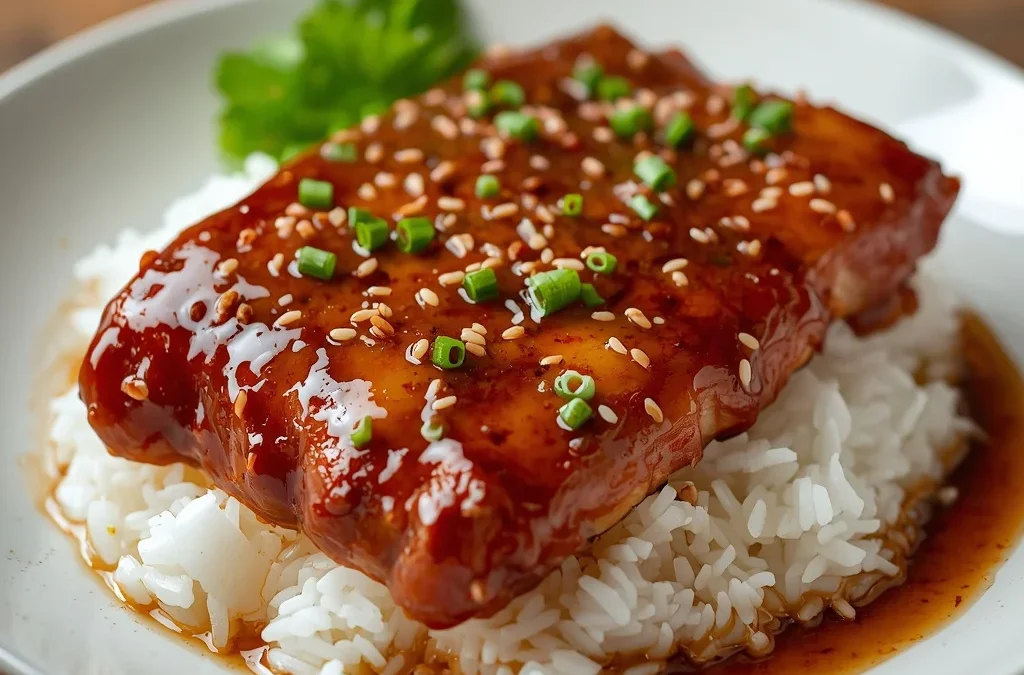 Sticky Sesame Honey Ginger Duck Breast with Jasmine Rice
