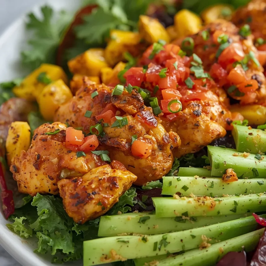 Swicy Mango Chicken Chopped Salad
