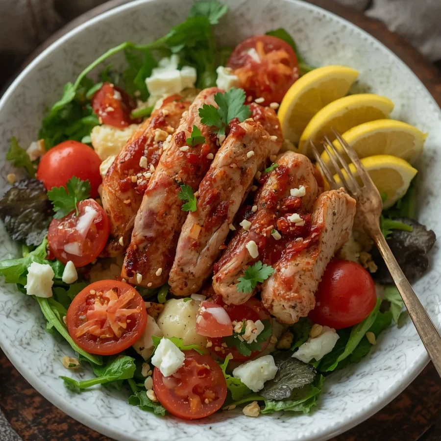 Turkish Choban Salad with Sumac Chicken