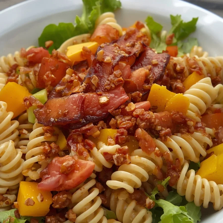 BLT Pasta Salad with Turkey Bacon