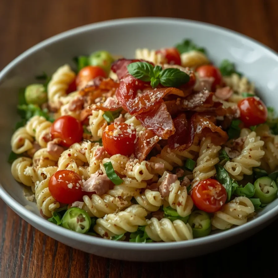 BLT Pasta Salad with Turkey Bacon