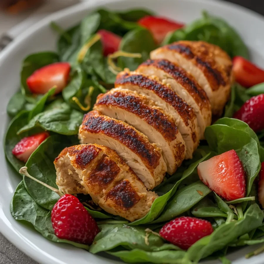 Blackened Chicken Strawberry Spinach Salad