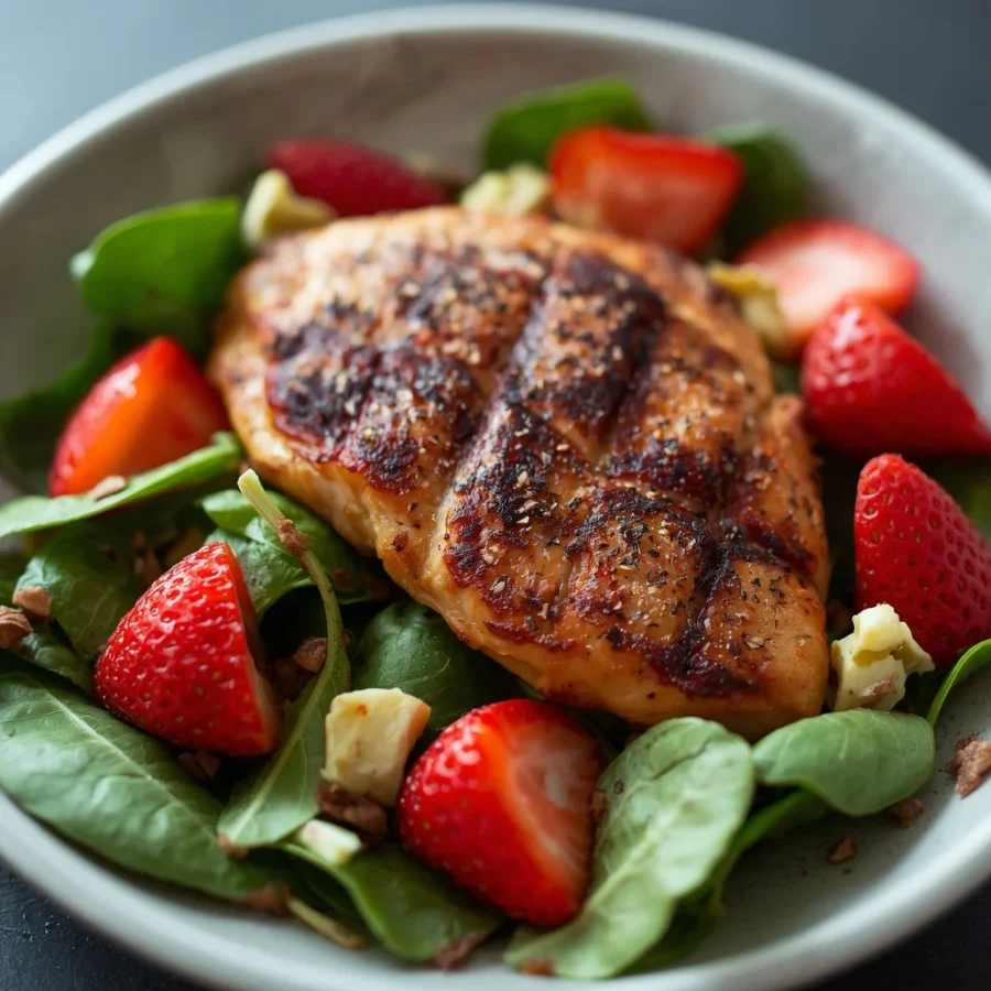 Blackened Chicken Strawberry Spinach Salad