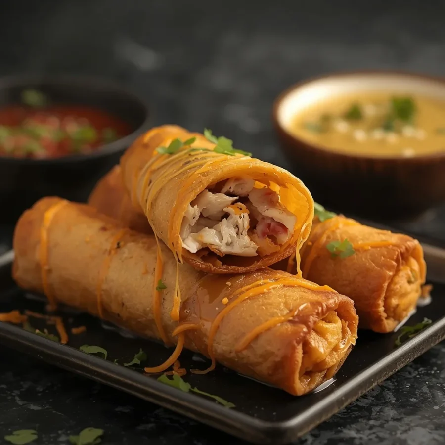 Cheesy Chicken Spring Rolls
