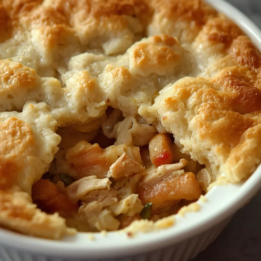 Chicken Pot Pie with Flaky Biscuit Crust