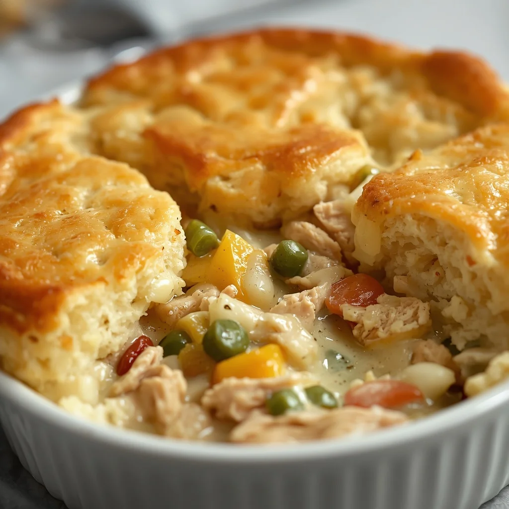 Chicken Pot Pie with Flaky Biscuit Crust