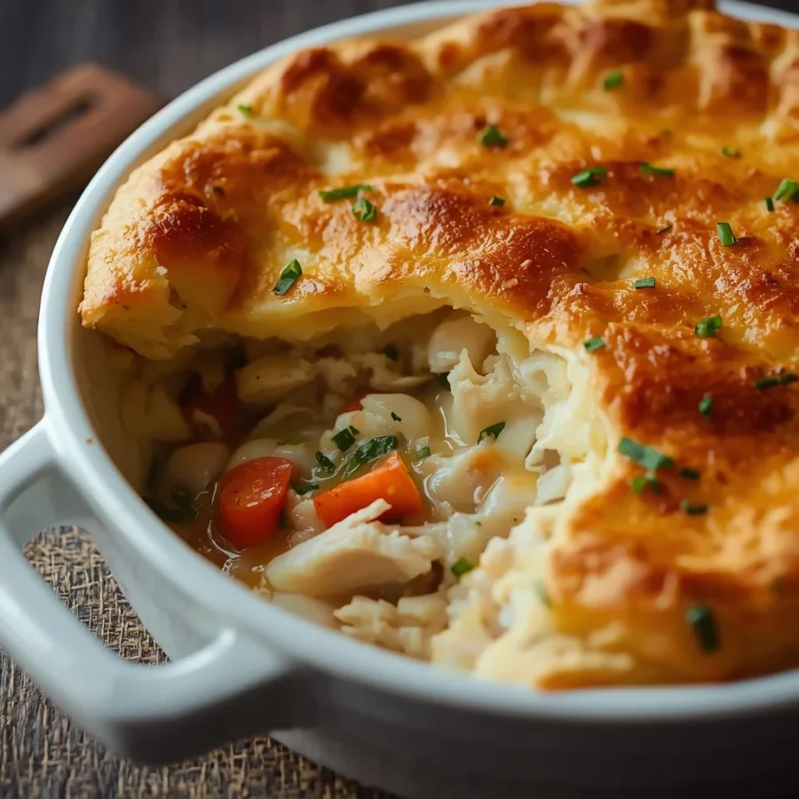 Chicken Pot Pie with Flaky Biscuit Crust