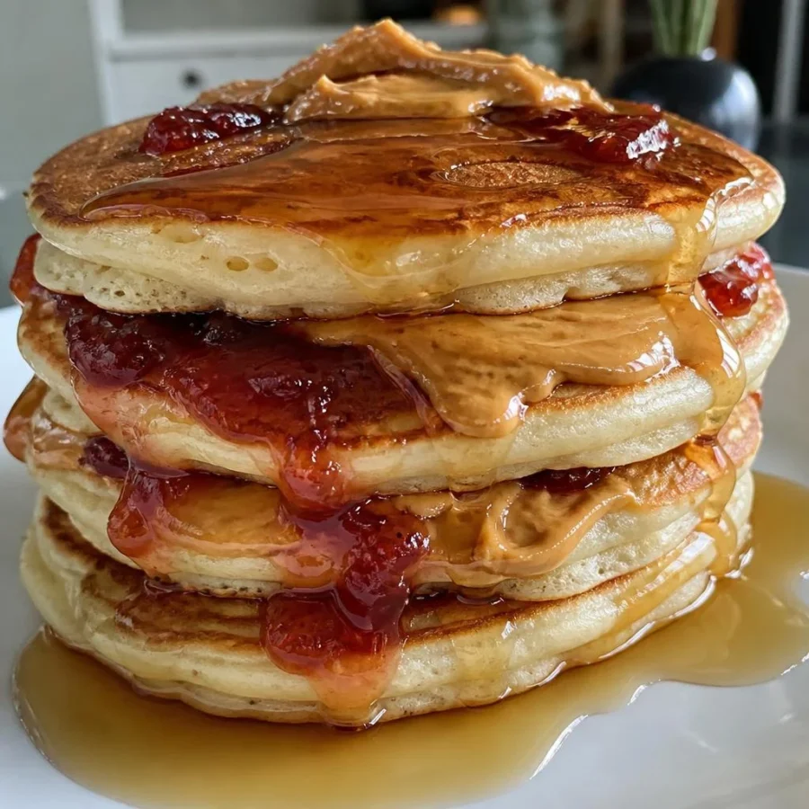 Fluffy Fluffernutter Pancakes