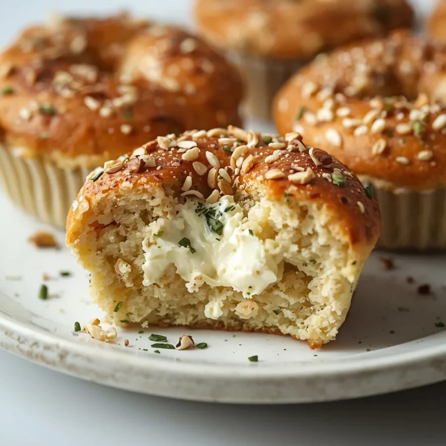 Savory Everything Bagel & Cream Cheese Stuffed Muffins