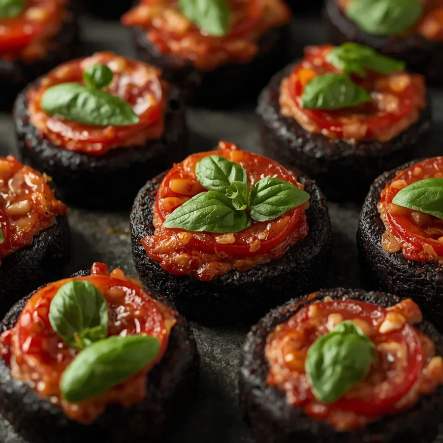 Black Charcoal Crust Pizza Bites