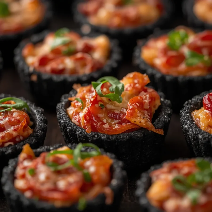 Black Charcoal Crust Pizza Bites