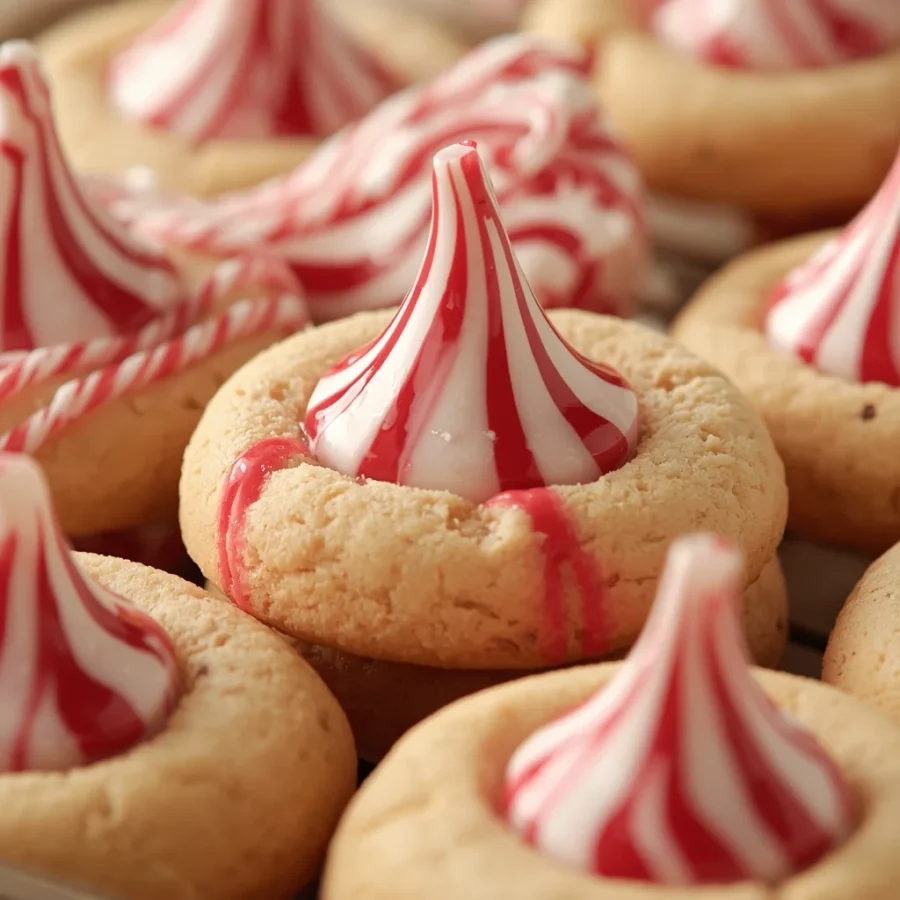 Candy Cane Kiss Cookies