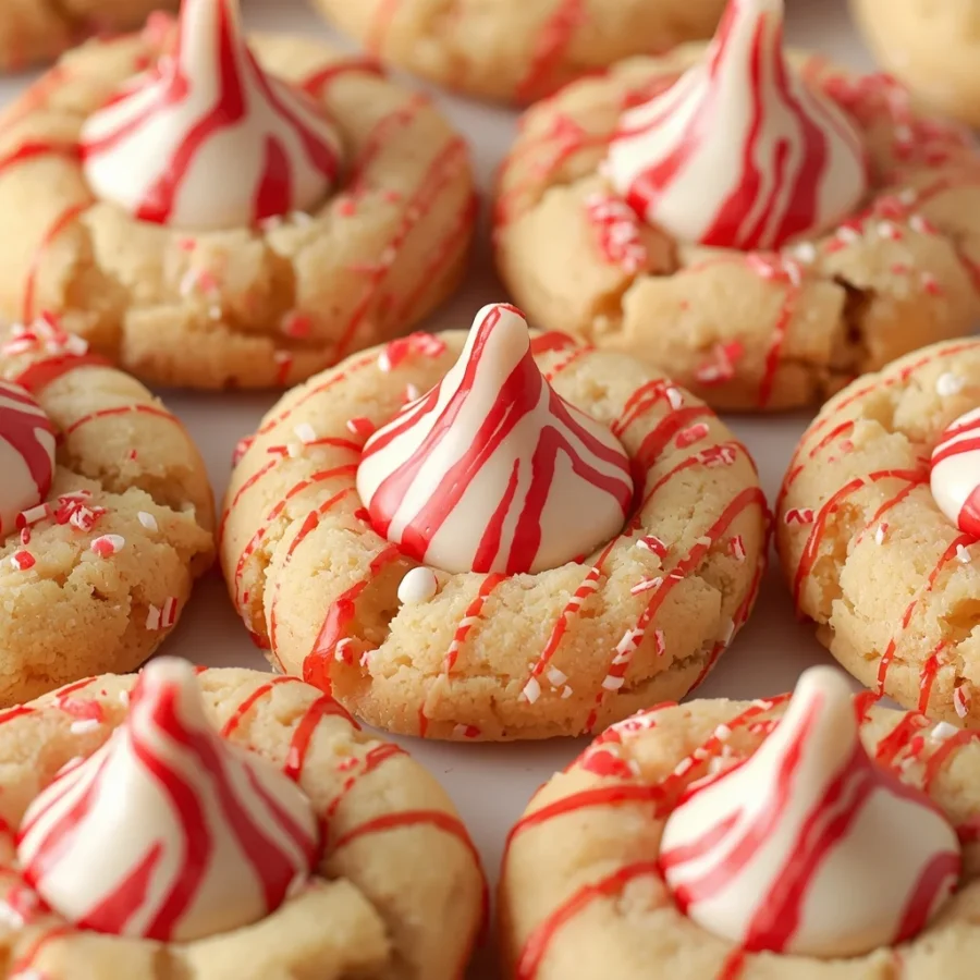 Candy Cane Kiss Cookies