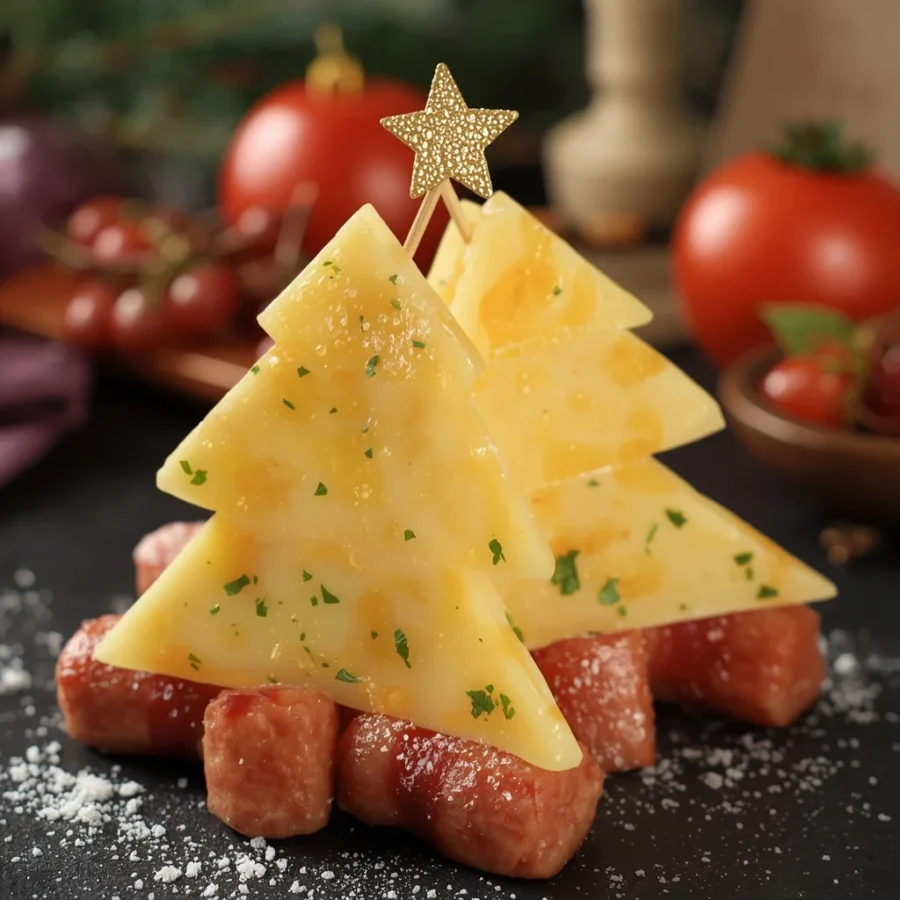 Cheese & Sausage Christmas Tree Skewers