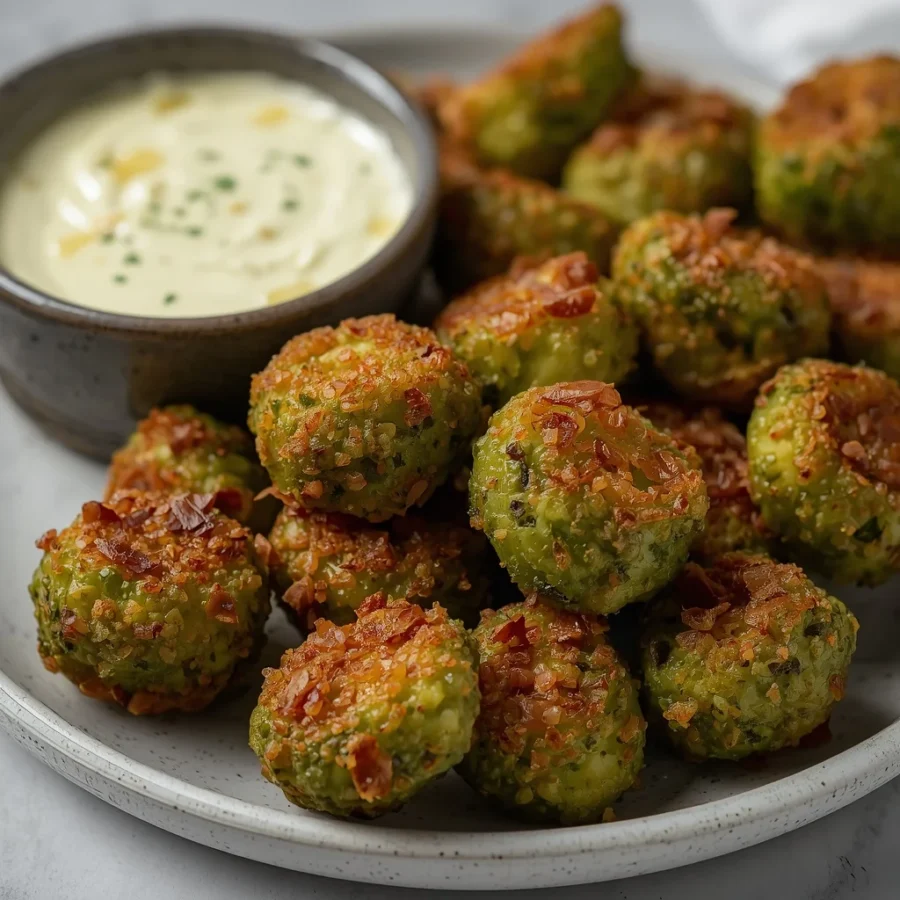 Crispy Baked Broccoli Totes with Garlic Dip