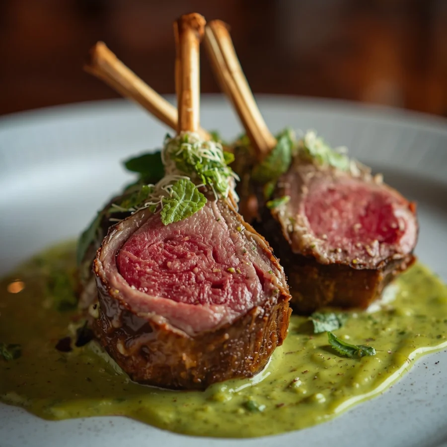 Herb-Crusted Rack of Lamb with Mint Sauce