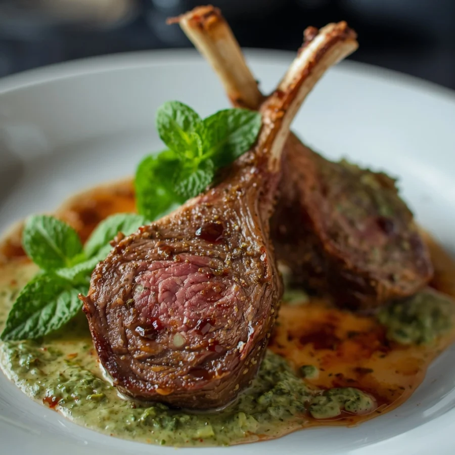 Herb-Crusted Rack of Lamb with Mint Sauce