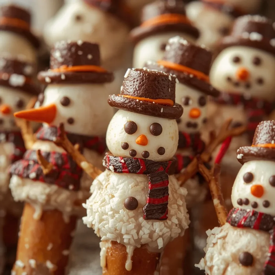 Pretzel Rod Snowmen