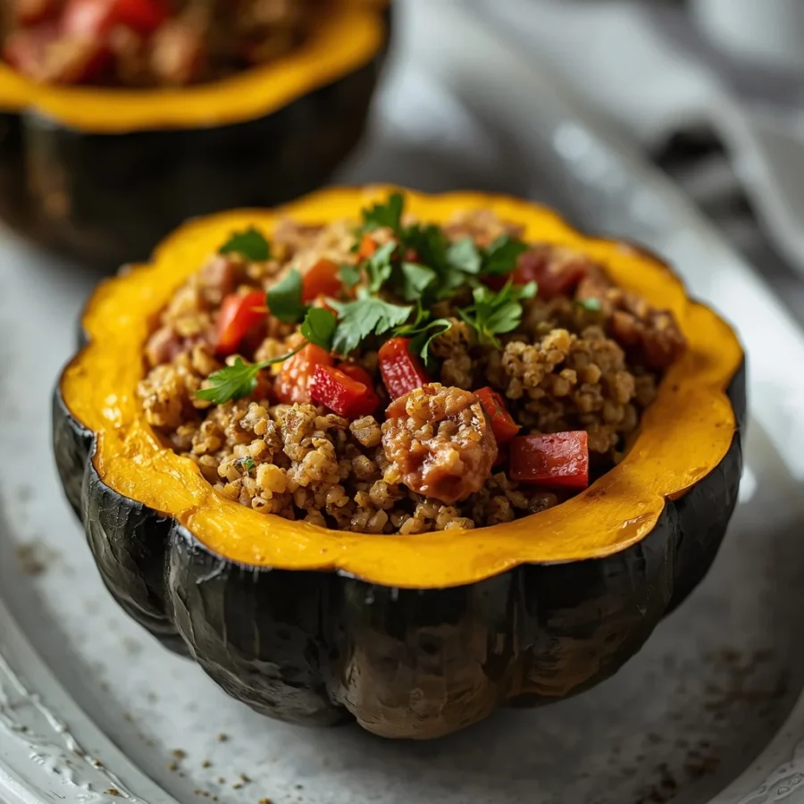 Quinoa & Sausage Stuffed Acorn Squash