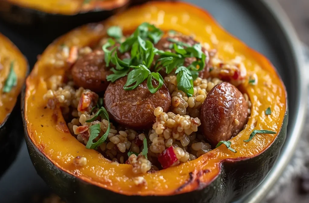 Quinoa & Sausage Stuffed Acorn Squash