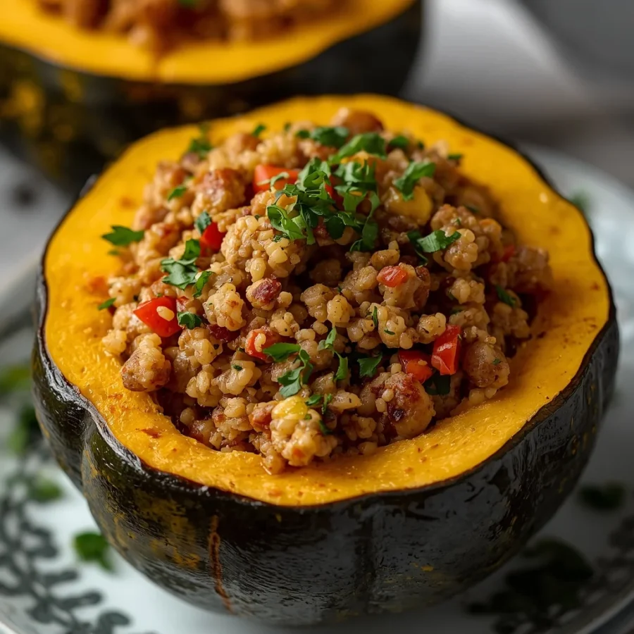 Quinoa & Sausage Stuffed Acorn Squash