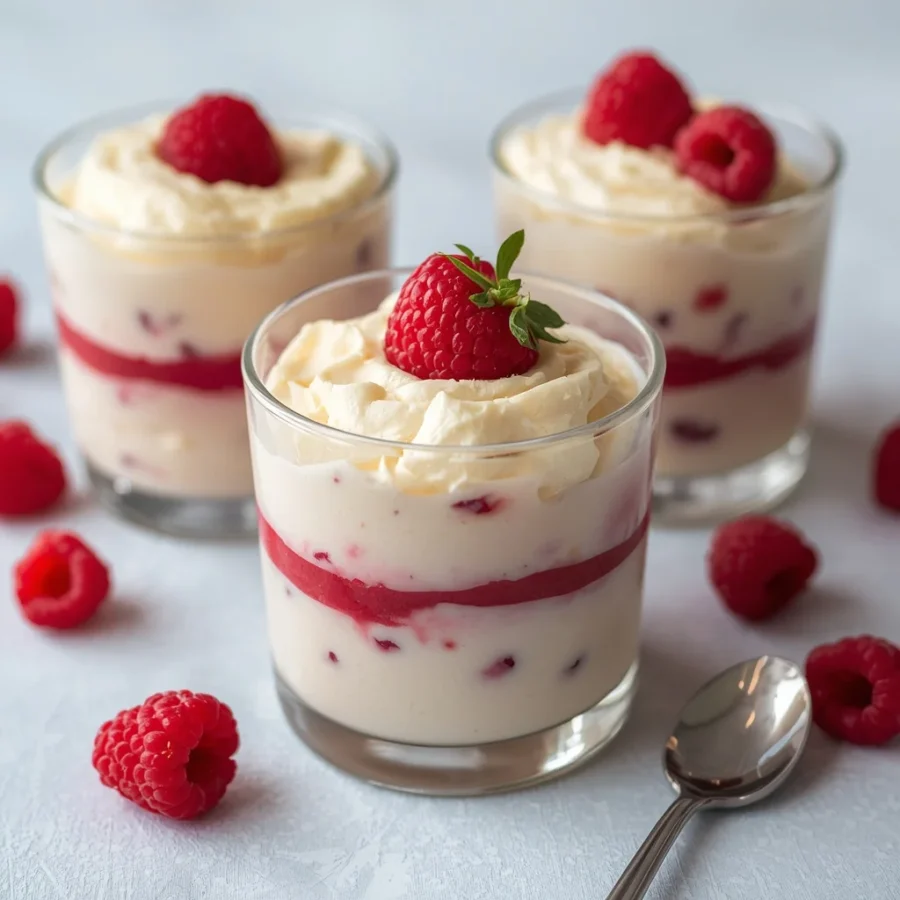 Raspberry White Chocolate Mousse Jars