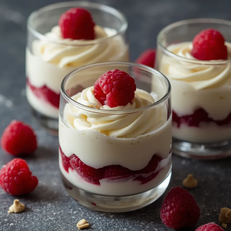 Raspberry White Chocolate Mousse Jars